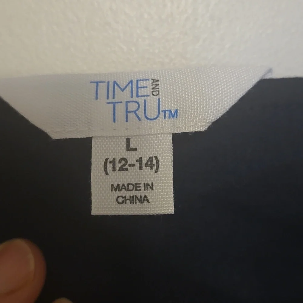 Time and Tru Navy Eyelet Button-Up Blouse